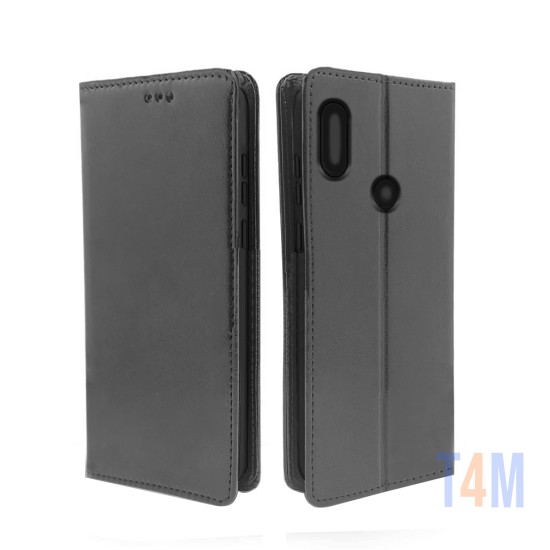 Capa de Couro com Bolso Interno para Xiaomi Redmi 7 Preto